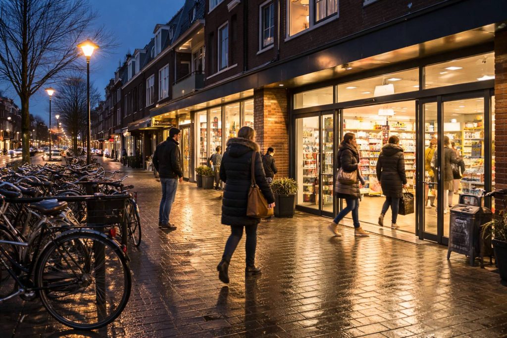 Snelle stop op een winteravond