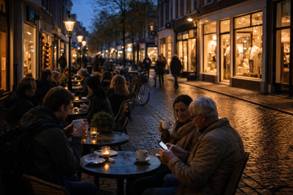 Winkelstraat op zondag