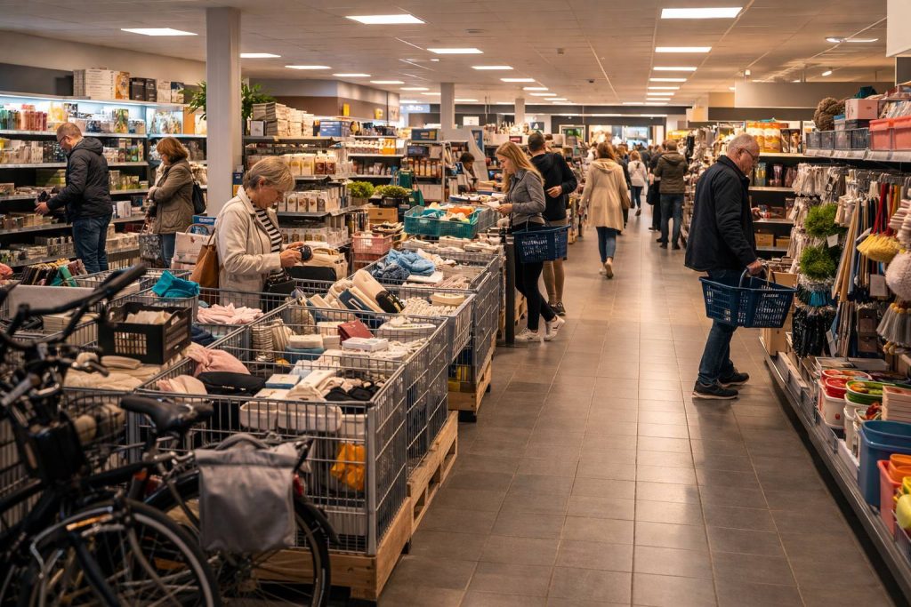 Zaterdagmorgen stond er een rij voor winkelwagens